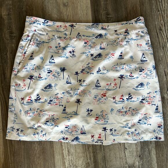 IZOD Golf Skort Size 10 – Nautical Sailboat Print Active Skirt Built-In Shorts - Picture 2 of 4